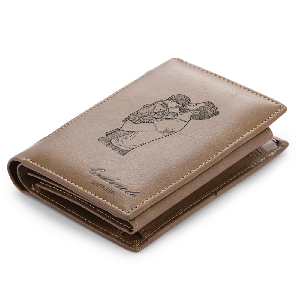 Cartera, Billetera para Hombre Monedero Clásico con 1 Foto y 1 Texto Personalizados