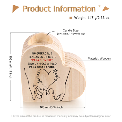 Candelero de madera dedos cogidos para pareja sin vela personalizado con 2 nombres-Jessemade ES