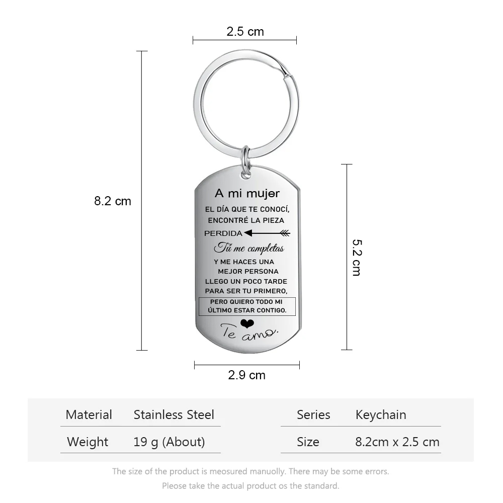 Llavero a mi mujer para pareja "Eres mi pieza perdida" 1 foto personalizada