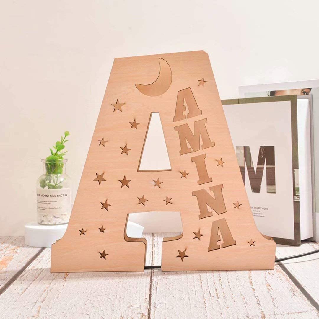 Lámpara 3D Ilusión Luz de Noche LED 26 Letras con 1 nombre personalizado-Jessemade ES