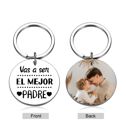 A mi papá-Llavero de placa redonda "Vas a ser el mejor padre" personalizado con 1 foto-Jessemade ES