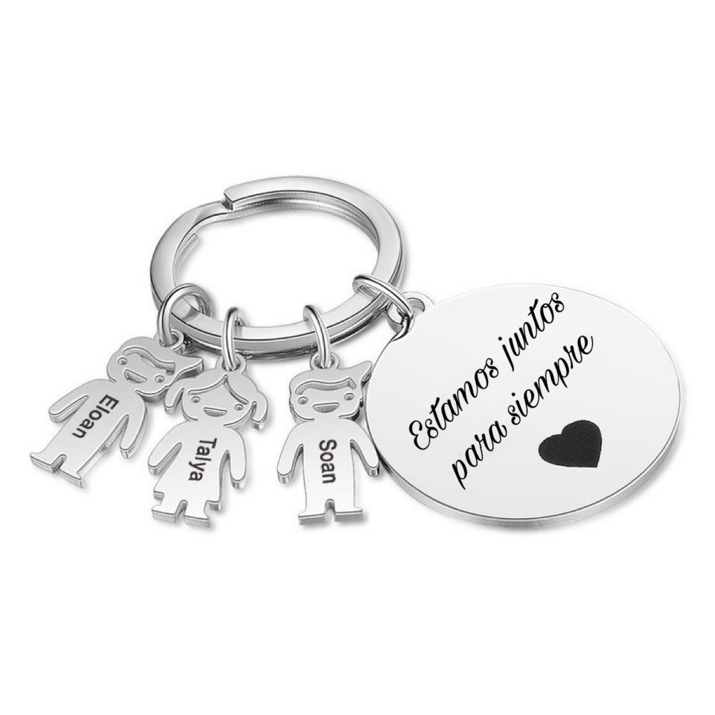 A mi mamá-Llavero Personalizado con 3 Nombres en 3 Niños y 1 Texto-Jessemade ES