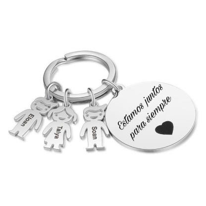 A mi mamá-Llavero Personalizado con 3 Nombres en 3 Niños y 1 Texto-Jessemade ES