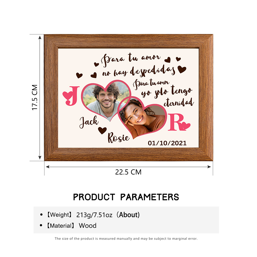 Marco de 2 fotos de madera para pareja 2 nombres, 2 letras y fecha personalizados | Jessemade