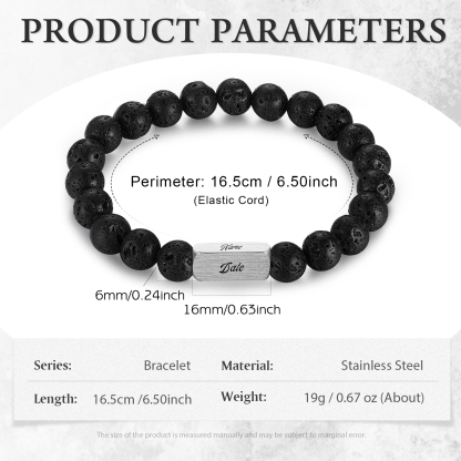 Pulsera de perlas personalizada con nombre y fecha para hombre-Jessemade ES