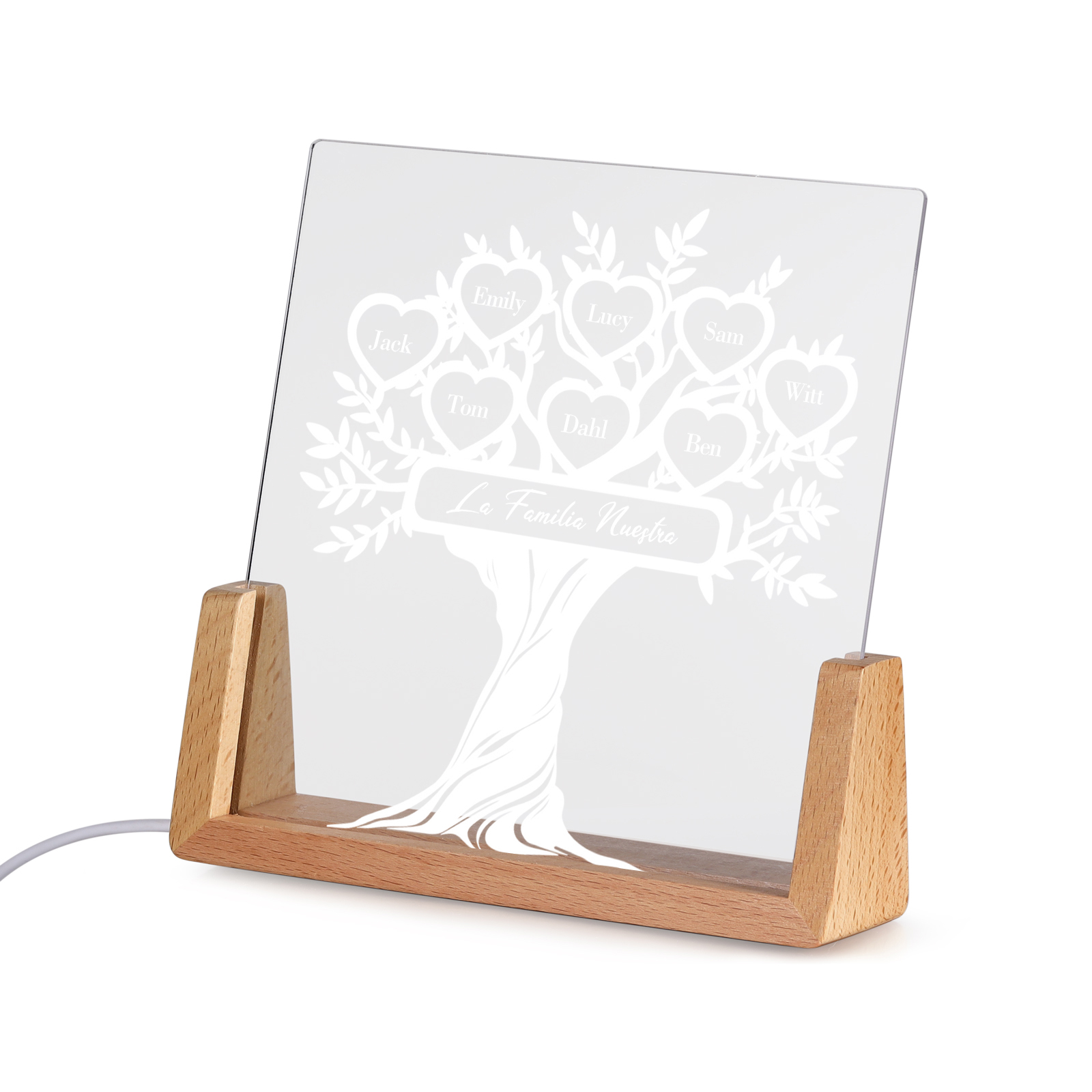 A mi mamá/abuela-Lámpara Personalizada con 2-8 Nombres y Texto "árbol de la vida" 3D Ilusión Luz de Noche-Jessemade ES