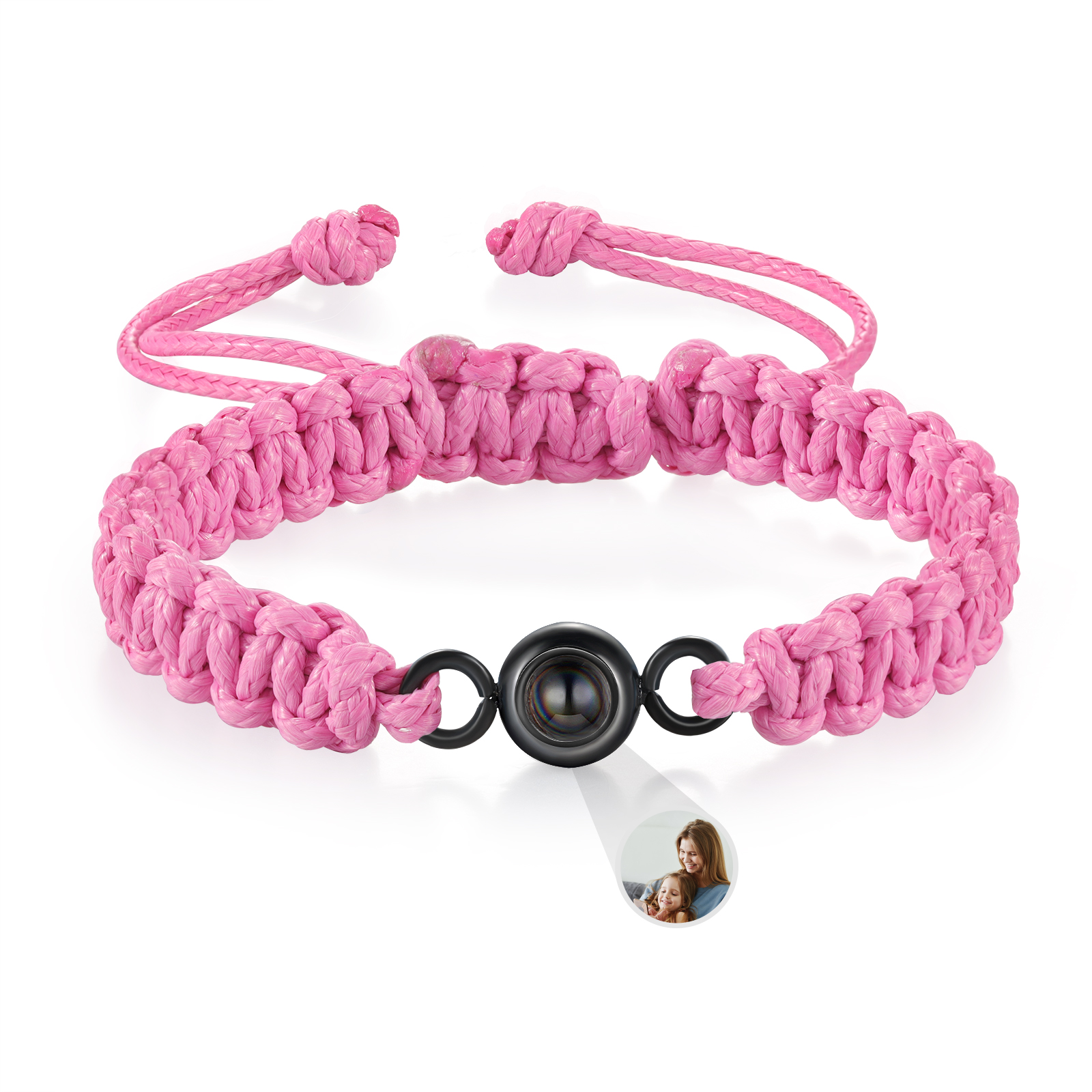 Pulsera de cuerda para familia con 2 fotos personalizadas para padres e hijos-Jessemade ES