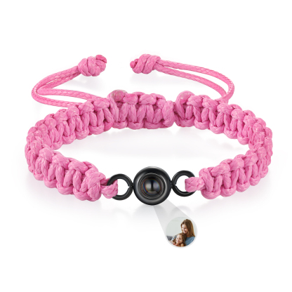 Pulsera de cuerda para familia con 2 fotos personalizadas para padres e hijos-Jessemade ES