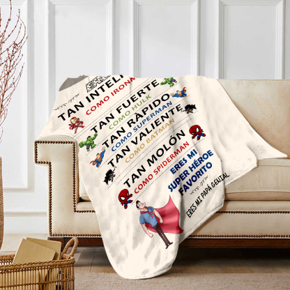 A mi padre-Manta de buen calidad eres mi héroe y personalizada con 1 nombre-Jessemade ES