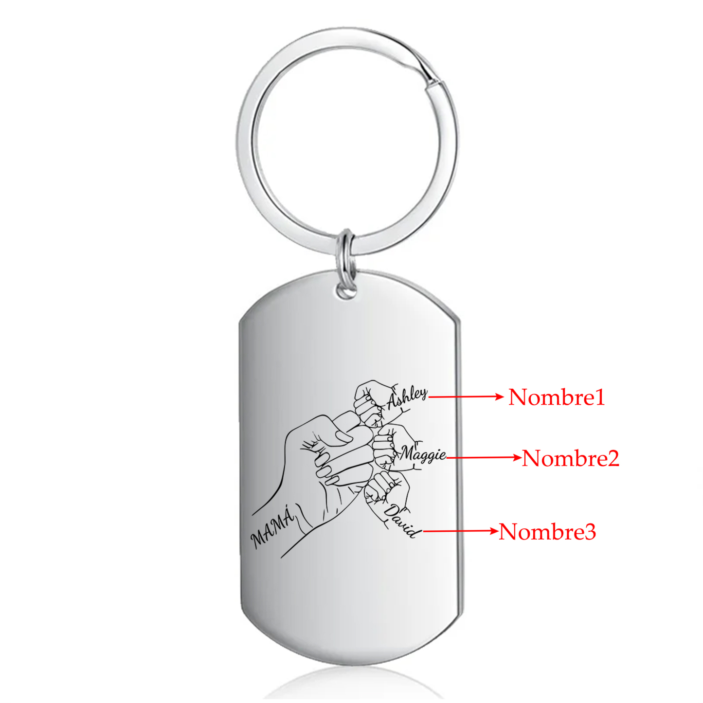 A mi mamá-Llavero 1-4 Nombres Personalizados "PUÑO CON PUÑO"-Jessemade ES