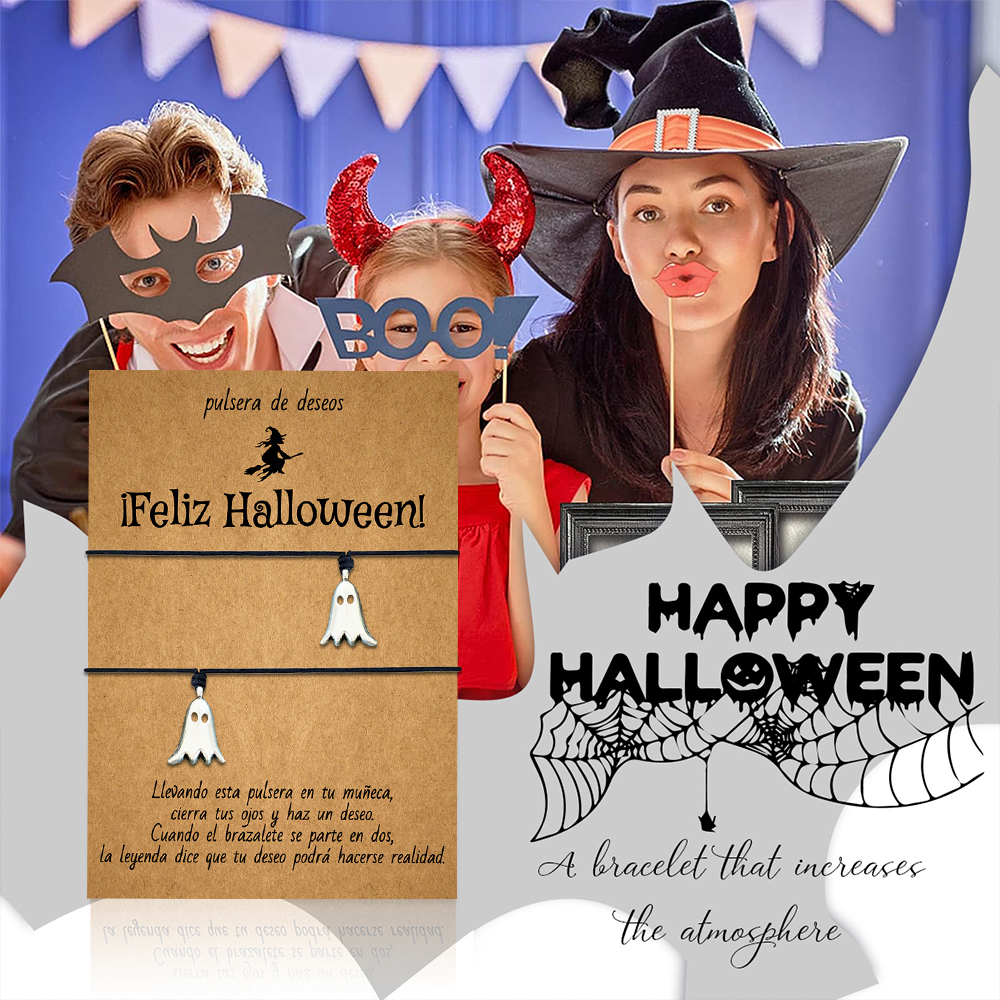Pulsera de deseos-Unidad de 2 pulseras de fantasma👻 ¡Feliz Halloween!-Jessemade ES
