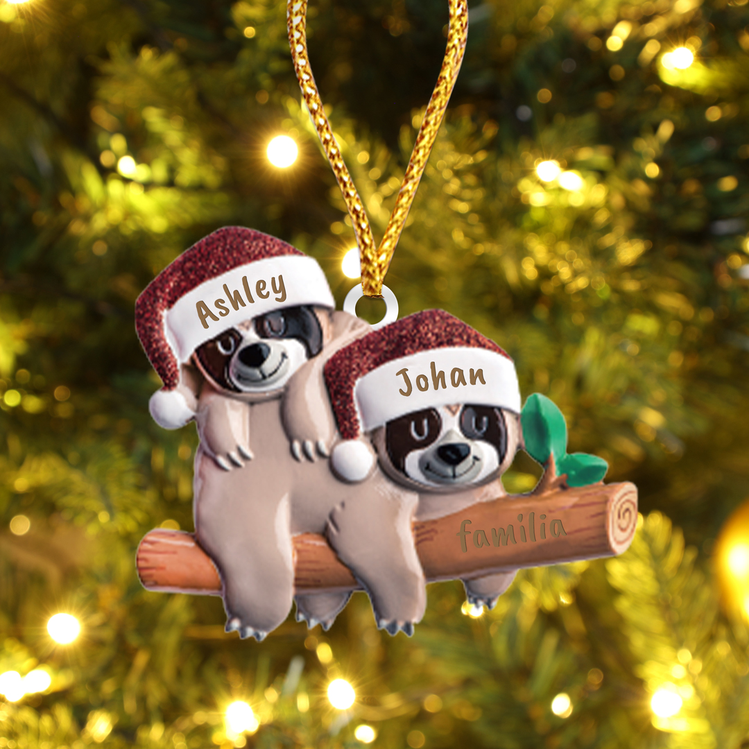 Navidad-Ornamento la familia de pereza 2 nombres y apellido personaliz