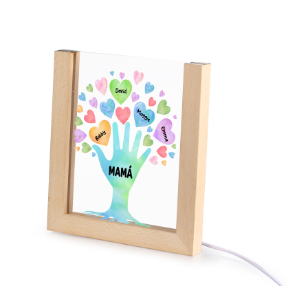 A mi mamá/abuela-Lámpara Personalizada con 2-8 Nombres y Texto "árbol y corazones" 3D Ilusión Luz de Noche-Jessemade ES