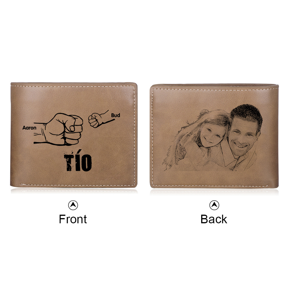 A mi tío-Cartera 2-5 nombres y foto personalizados billetera clásica puño a puño -Jessemade ES