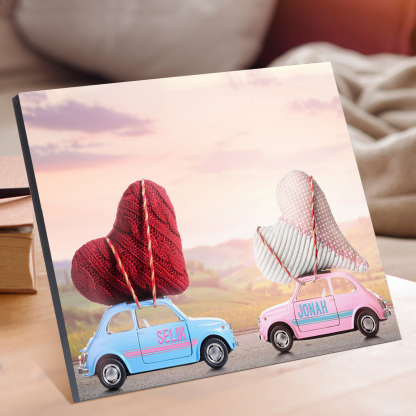 Lámina "dos corazones encontrados" marco de madera para pareja 2 nombres personalizados-Jessemade ES