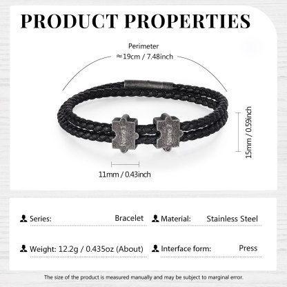 2-4 Nombres Personalizados Pulsera de Cuerda Aros de Rompecabezas de Acero Inoxidable-Jessemade ES