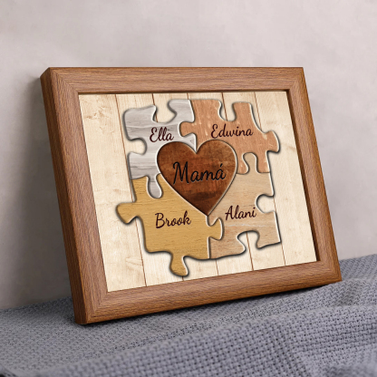 A mi mamá-Marco de 3-9 nombres personalizados rompecabezas de madera-Jessemade ES