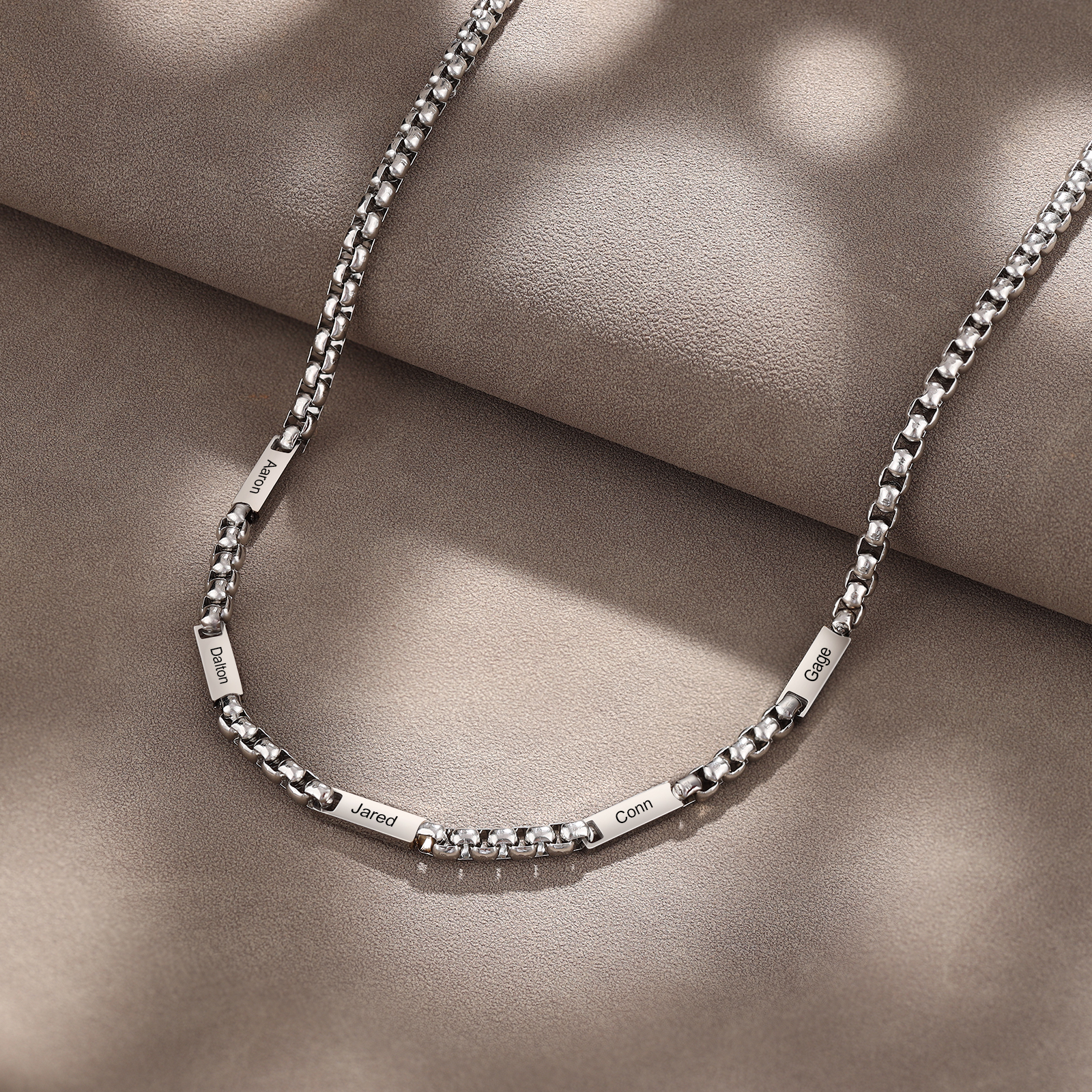 Collar de cadena personalizado con 1-5 nombres para hombre