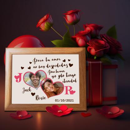 Marco de 2 fotos de madera para pareja 2 nombres, 2 letras y fecha personalizados  | Jessemade