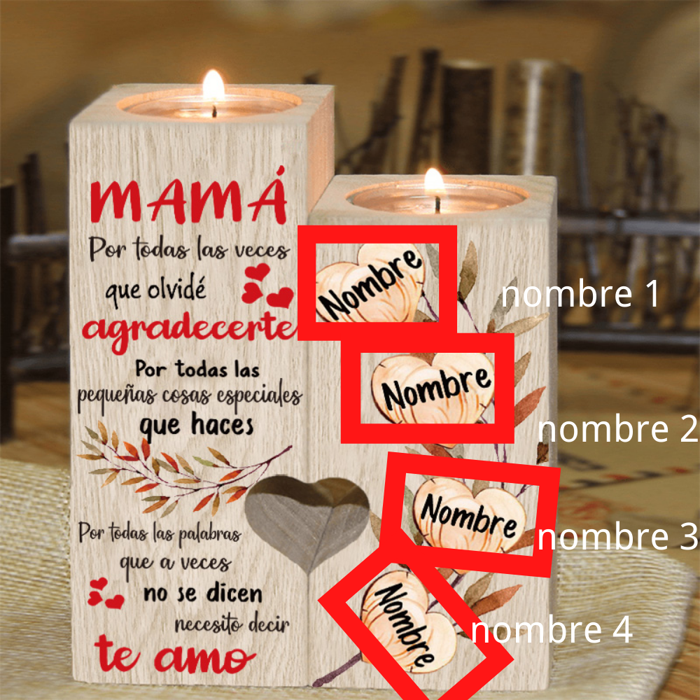 A mi madre-Candelero de madera de dos piezas sin candela 4 nombres personalizados