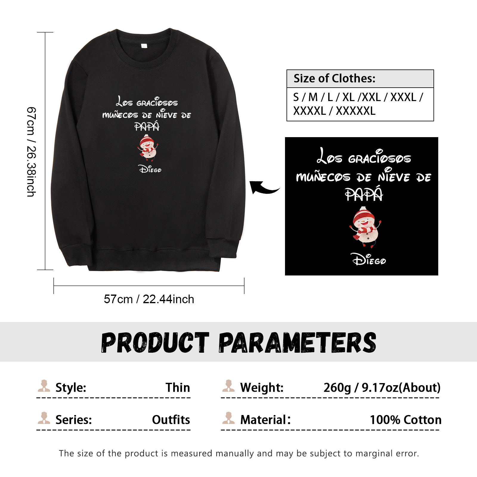 Familia-Sudadera "Muñecos de nieve" 2 nombres personalizados-Jessemade ES