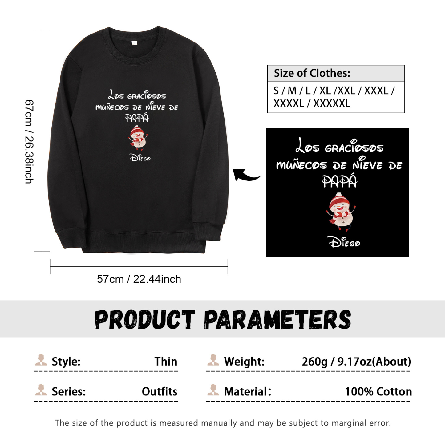 Familia-Sudadera "Muñecos de nieve" 2 nombres personalizados-Jessemade ES