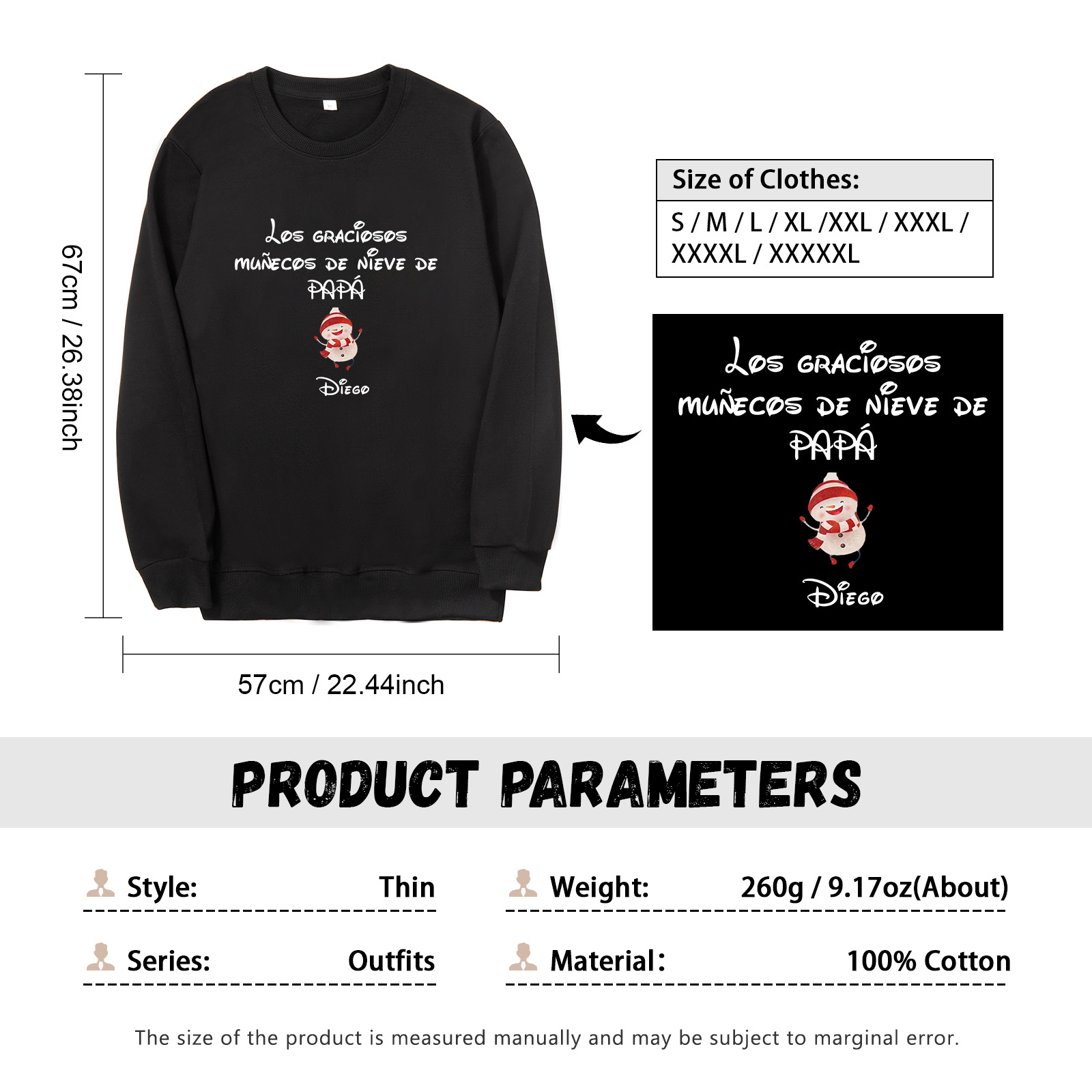 Familia-Sudadera "Muñecos de nieve" 2 nombres personalizados-Jessemade ES