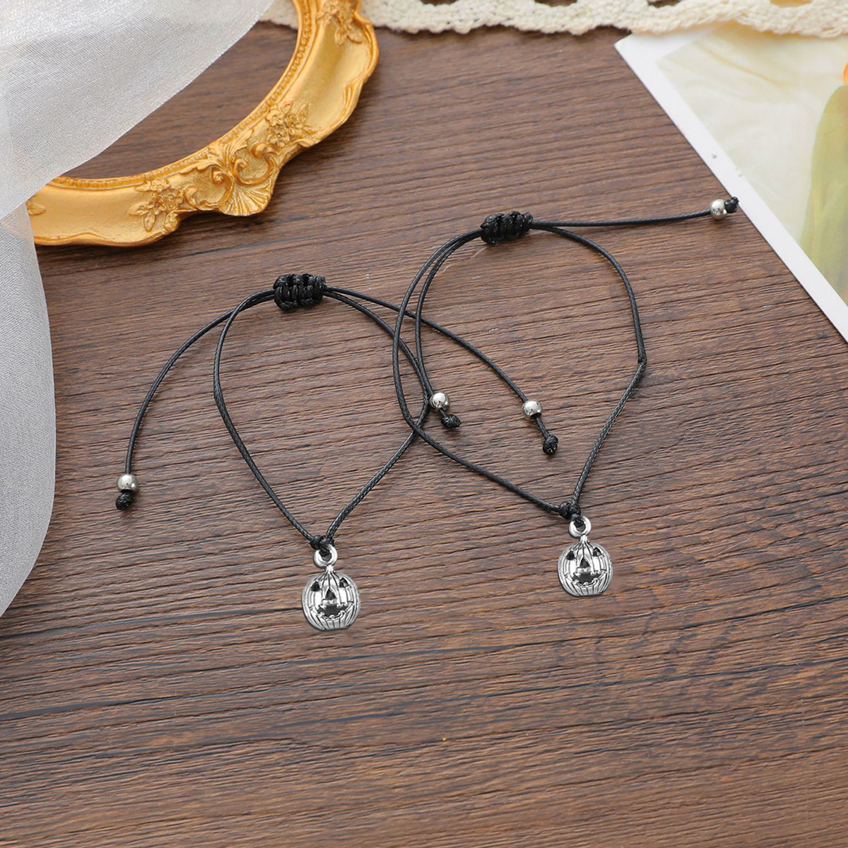 Pulsera de deseos-Unidad de 2 pulseras de calabaza🎃 ¡Feliz Halloween!-Jessemade ES
