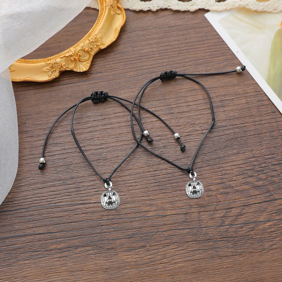 Pulsera de deseos-Unidad de 2 pulseras de calabaza🎃 ¡Feliz Halloween!-Jessemade ES