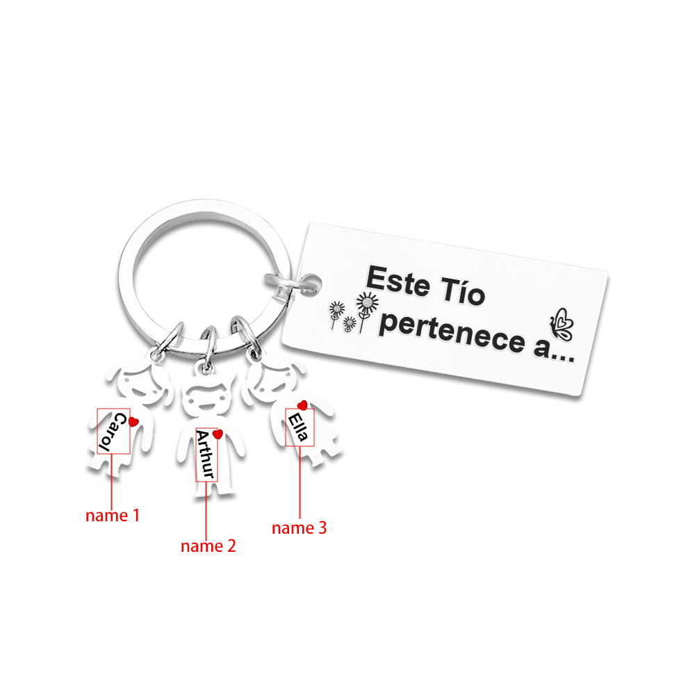 A mi tío - Llavero con 1-6 nombres personalizados en "niños" "Este Tío pertenece a..."-Jessemade ES