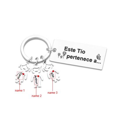 A mi tío - Llavero con 1-6 nombres personalizados en "niños" "Este Tío pertenece a..."-Jessemade ES