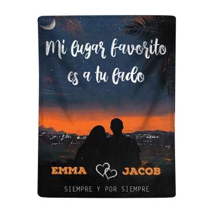 Pareja-Manta de buen calidad de sombras personalizada con 2 nombres-Jessemade ES