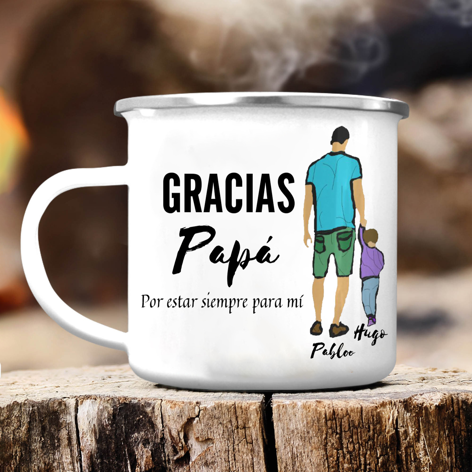 Taza para papá con 2 nombres personalizados-Jessemade ES