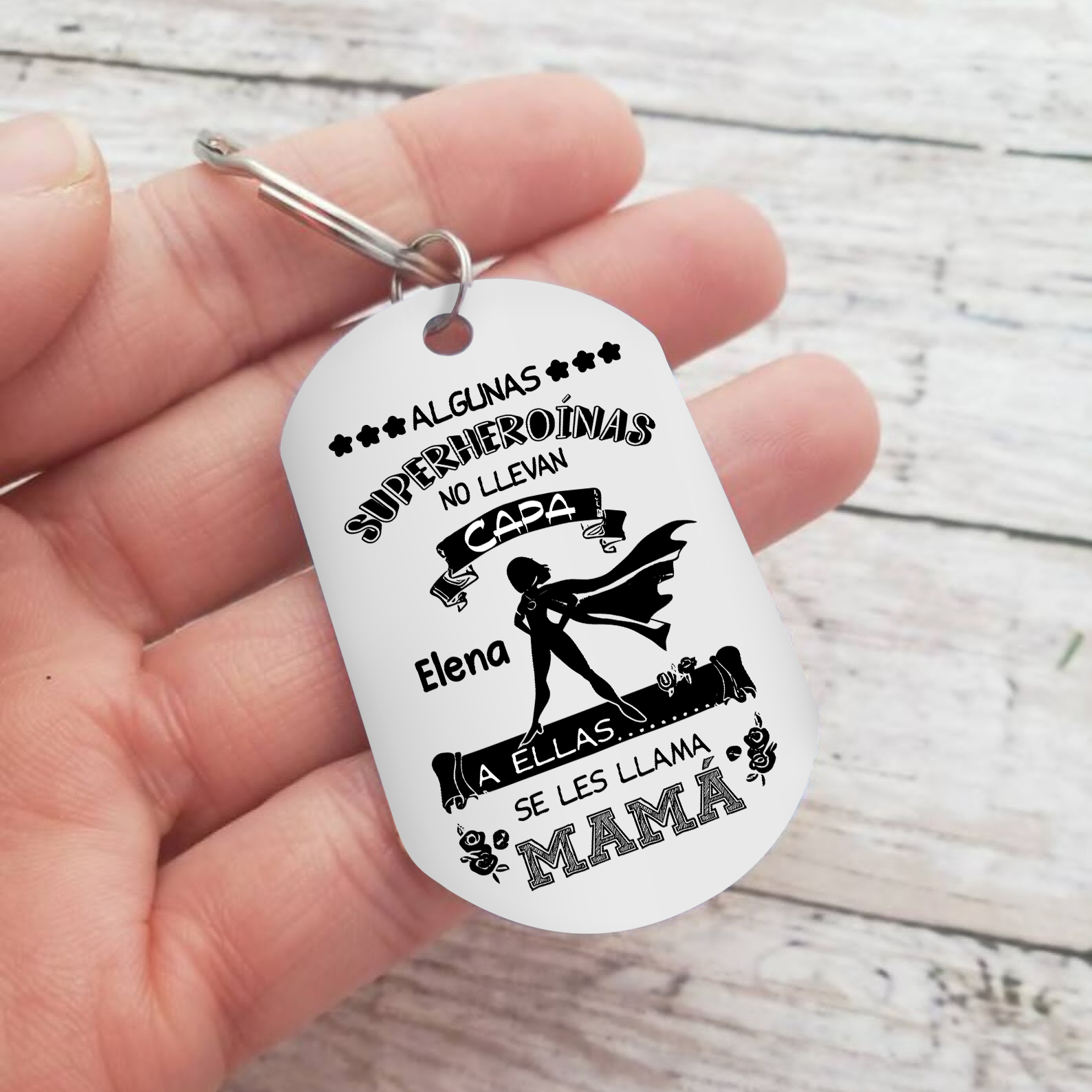 A mi mamá - Llavero 1 Nombre Personalizado "mi superheroína"-Jessemade ES