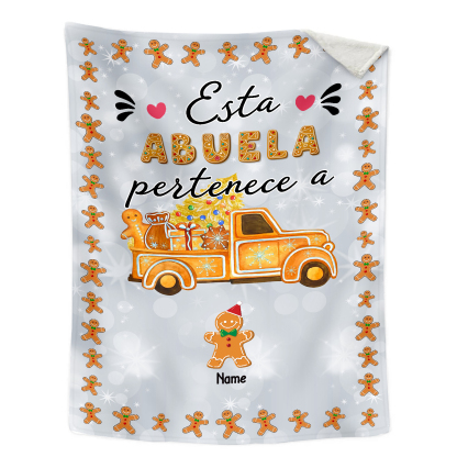 A mi abuela-Manta de buen calidad de Navidad hombre de jengibre personalizada con 1 nombre-Jessemade ES