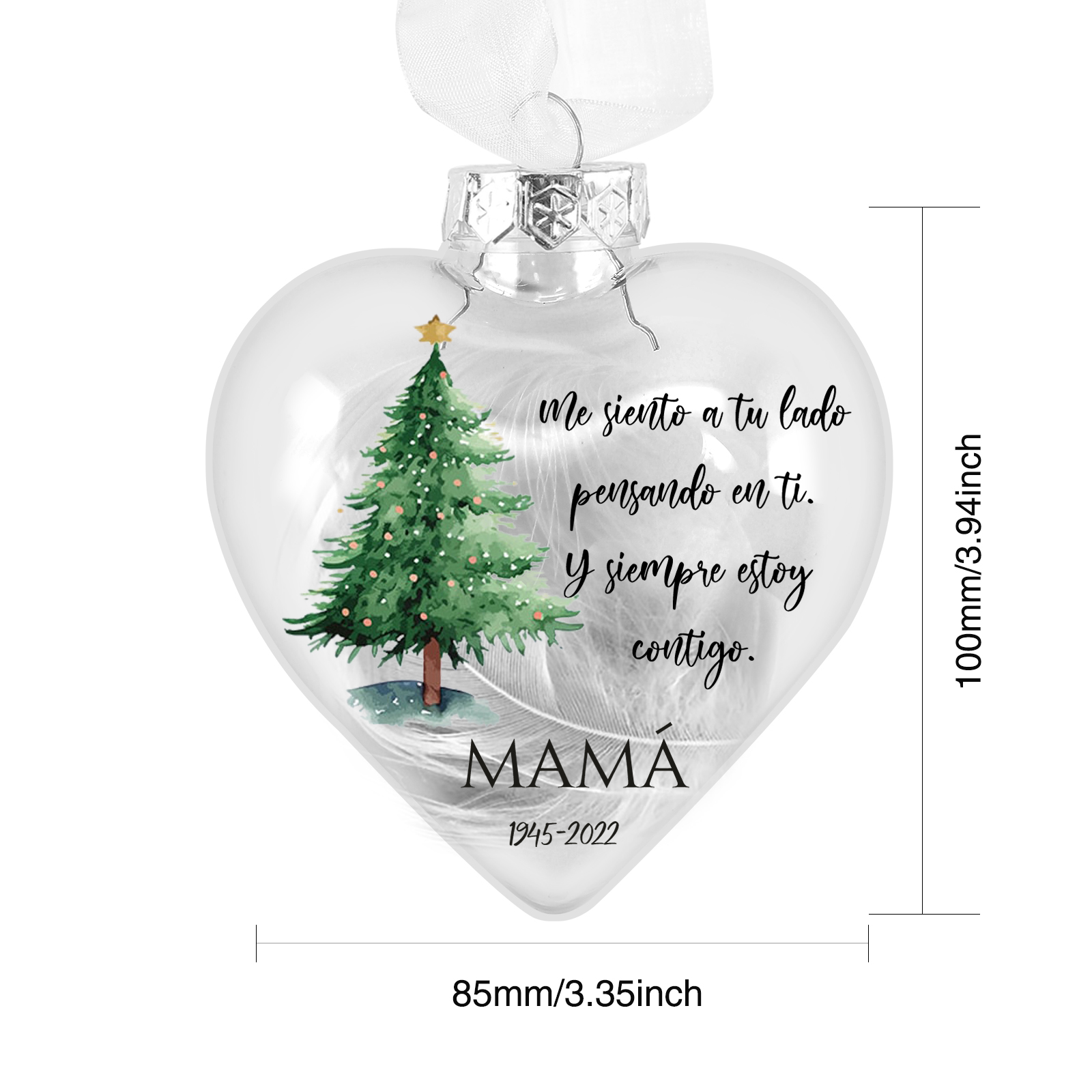 Bola navideña conmemorativa Adorno de Navidad 1 nombre y años personalizados con pluma -Jessemade ES