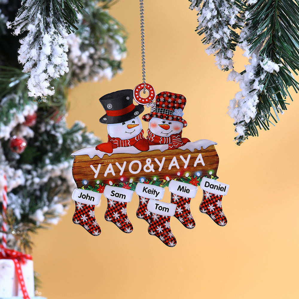 Navidad-Ornamentos Navideños de Acrílico Muñecos de Nieve 6 Nombres con Texto Personalizados