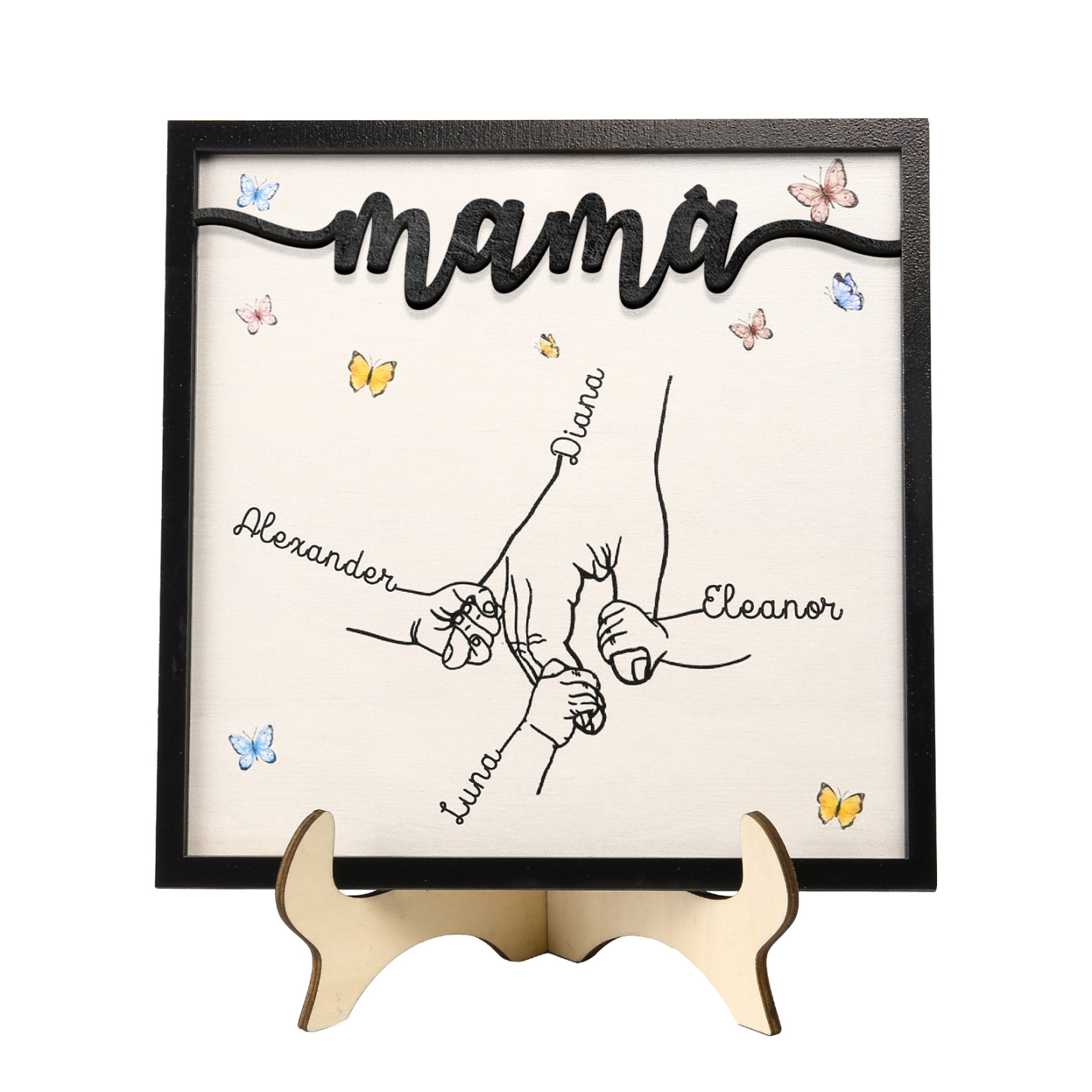 A mi mamá-Adorno 2-7 nombres personalizados decoración de madera mano con manitos-Jessemade ES
