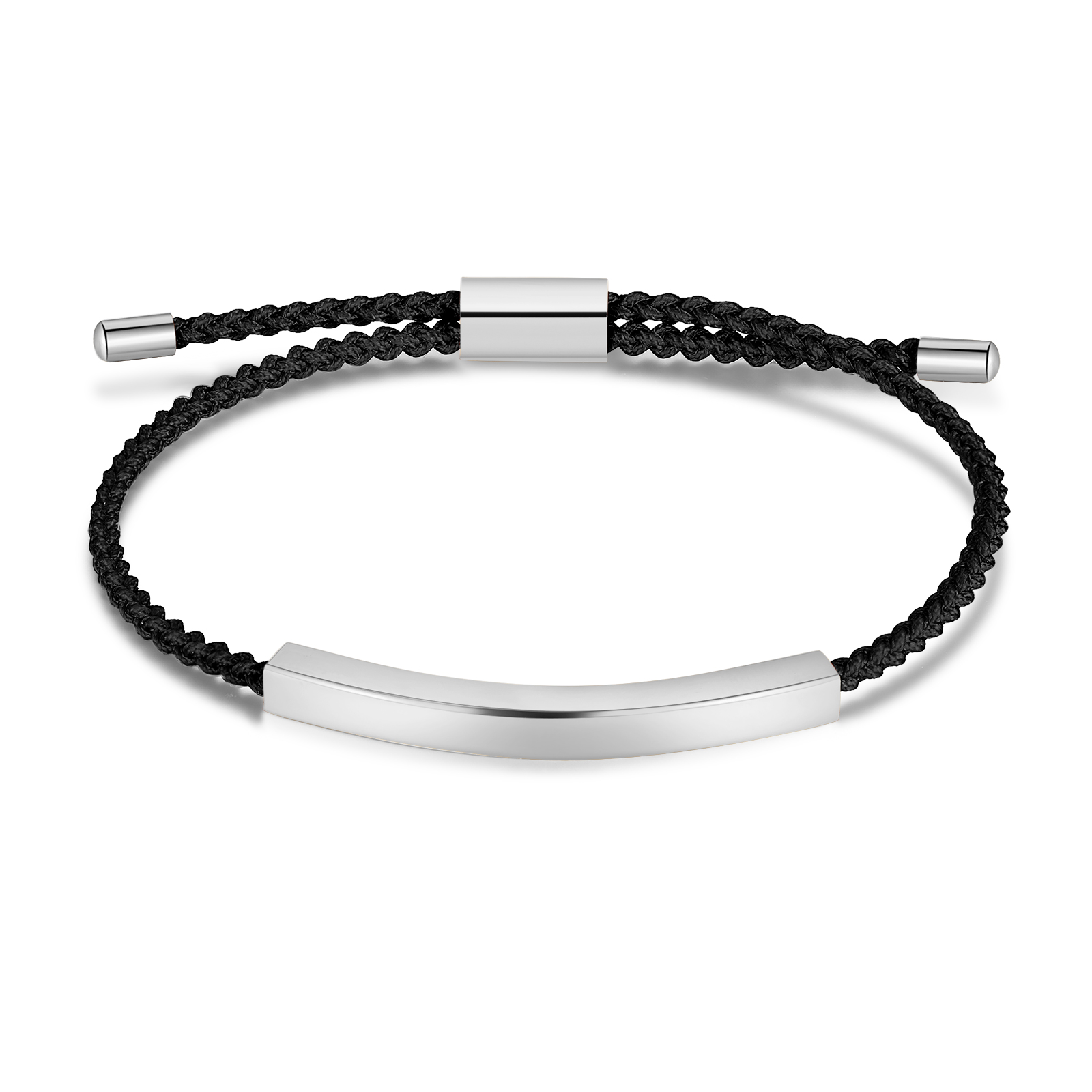 Pulsera de cuerda tejida a mano con nombre y texto personalizados seis colores placa plateada