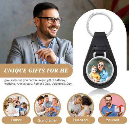 A mi mamá - Llavero de cuero personalizado con 1 foto-Jessemade ES