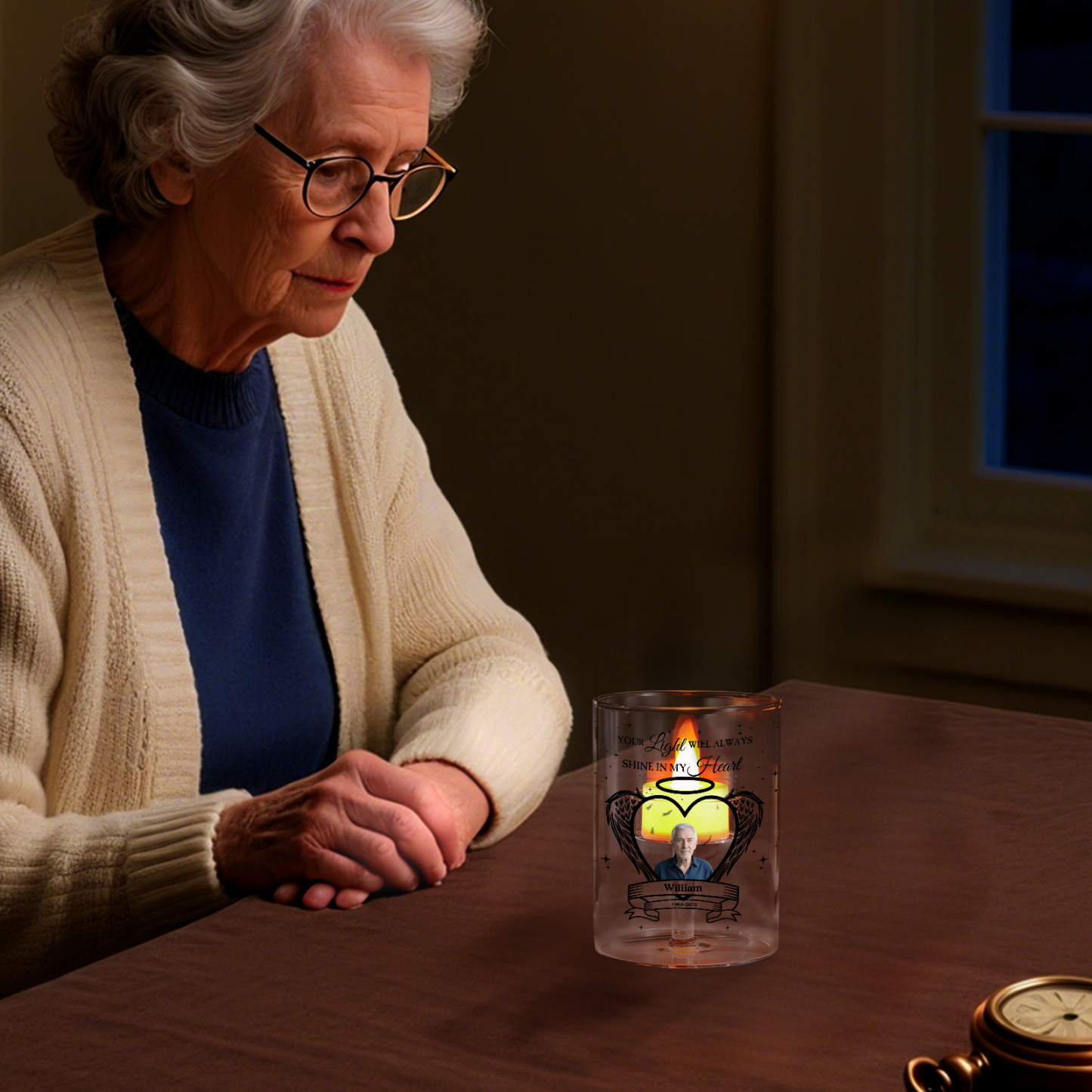 Portavelas de cristal personalizado sin vela - Desde nuestro primer beso hasta nuestro último aliento