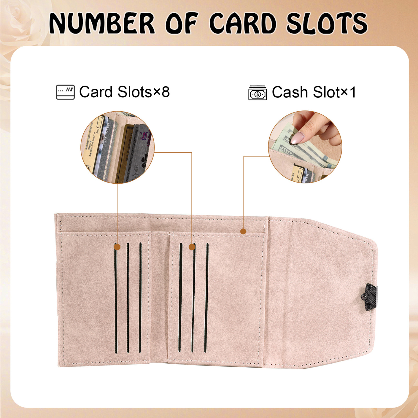 Cartera de cuero personalizada para mujer con flor de nacimiento y nombre