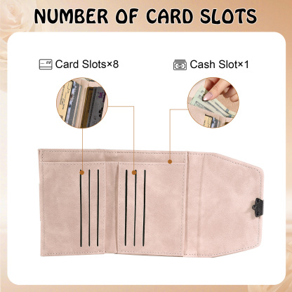 Cartera de cuero personalizada para mujer con flor de nacimiento y nombre