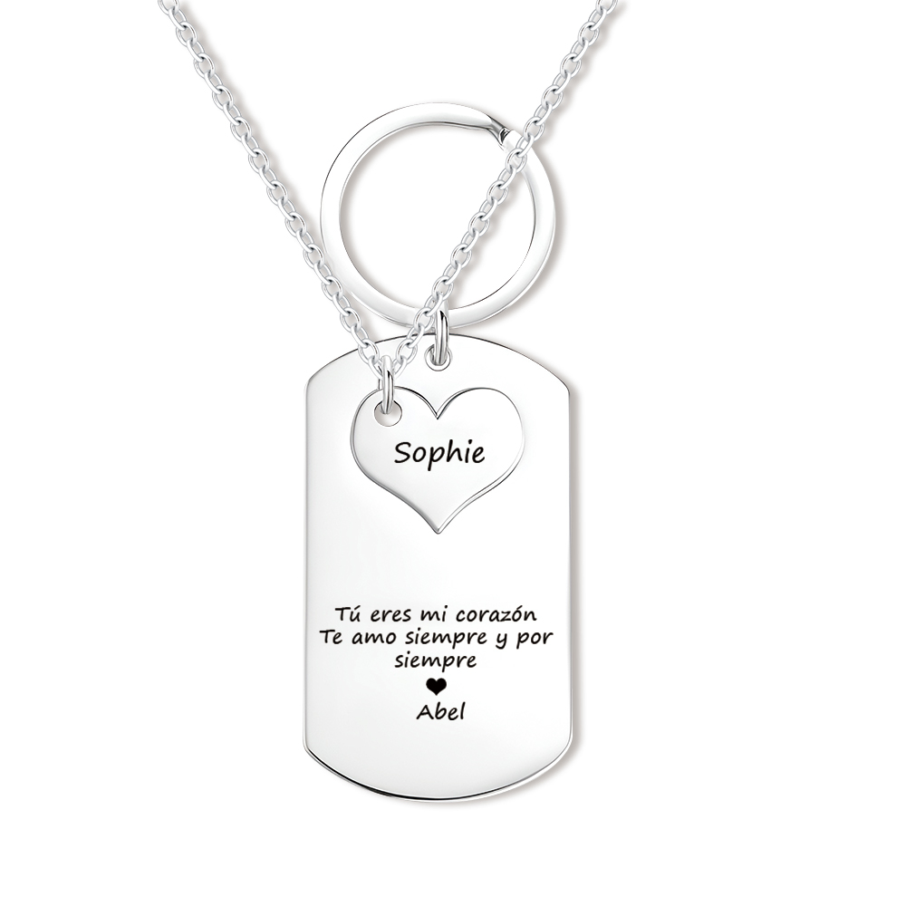 Collar y Llavero Combinación 2 nombres personalizadas para pareja-Jessemade ES