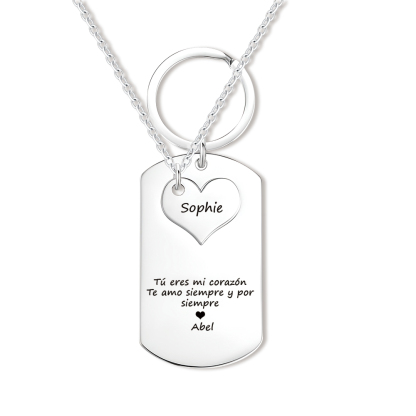 Collar y Llavero Combinación 2 nombres personalizadas para pareja-Jessemade ES