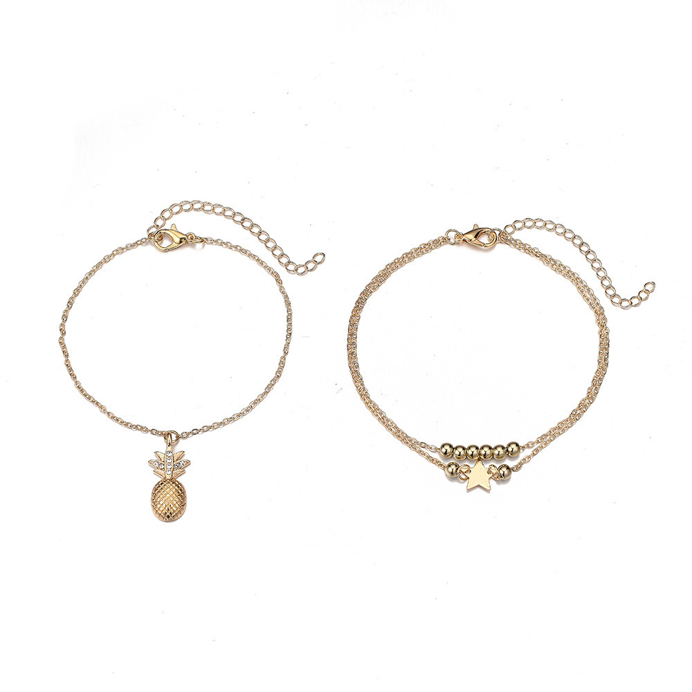 Pulsera de tobillo dos cadenas para mujer regalo de verano-Jessemade ES