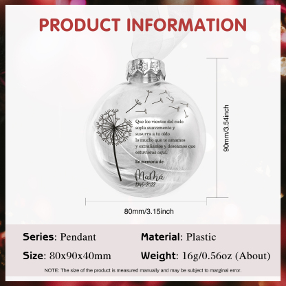 Bola navideña conmemorativa Adorno de Navidad 1 nombre y años personalizados con pluma -Jessemade ES