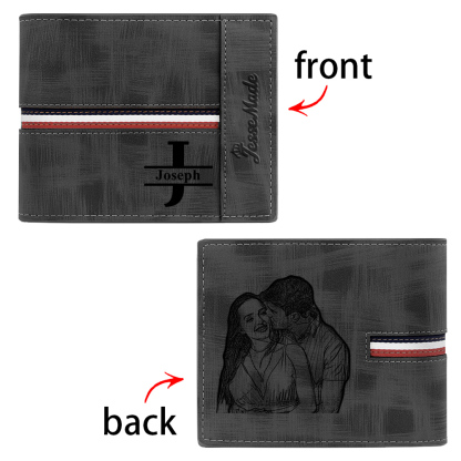 Cartera, billetera personalizada con 1 foto, 1 nombre y 1 letra monedero para hombre-Jessemade ES