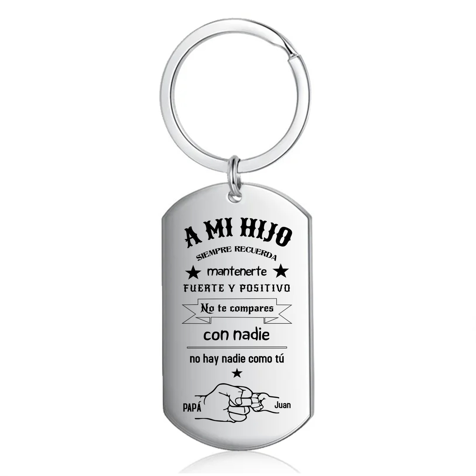 A mi hijo-Llavero de placa "no hay nadie como tú" de papá personalizado con 1 nombre-Jessemade ES