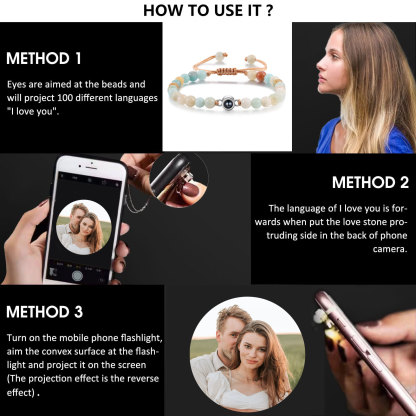 Pulsera de perlas de cristal con proyección de foto en color-Jessemade ES